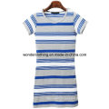 Fitted Fashion Women Stripe coton col rond été fille T-shirt